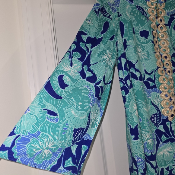 Lilly Pulitzer Vibrant Blue and Green Long Sleeve Dress - Picture 4 of 10